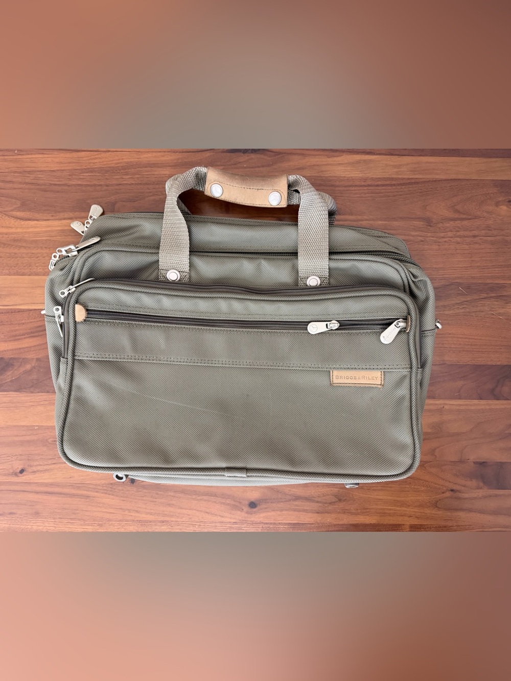 Briggs & Riley Olive Ballistic Nylon Laptop Case / Briefcase Bag — Missing Strap